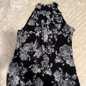Dressy black high neck sleeveless blouse